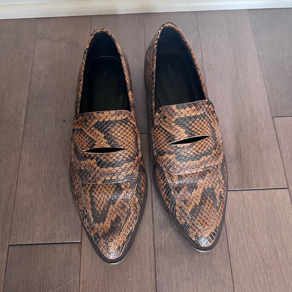 Rebecca Minkoff brown faux python loafers Sz 7
